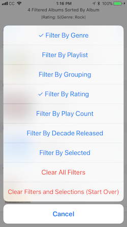 Shows the filtering options or categories in an iPhone screenshot.